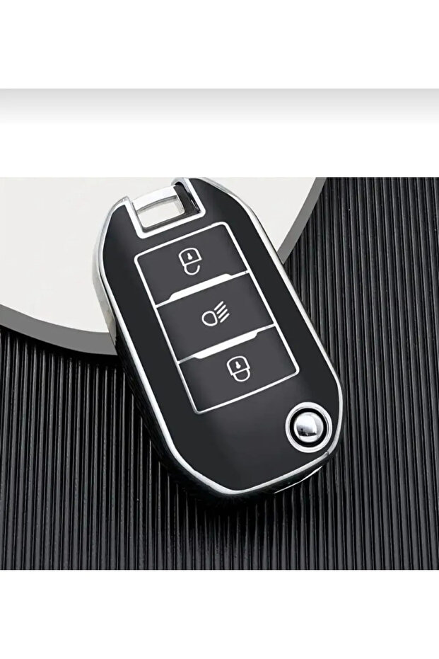 Peugeot 301 307 308 208 508 2008 3008 Partner Flip Key Protection Case Black Silver
