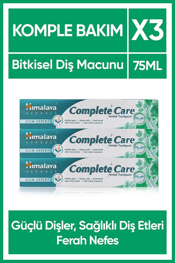Complete Care Diş Macunu, Bitkisel, Vejetaryen, Florürlü, Parabensiz, Güçlü Dişler, 75 Ml 3 Adet - 1