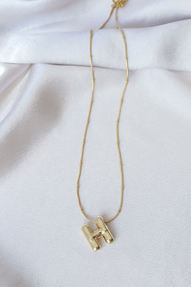 Harfli Balon Model Gold Çelik Kolye - 2