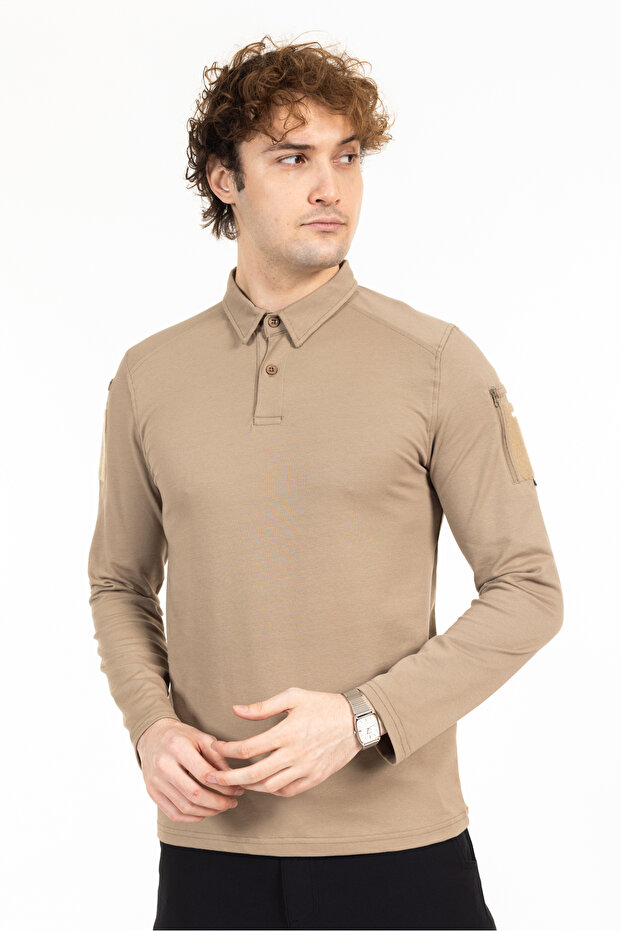 Polo Neck Long Sleeve Tactical T-Shirt