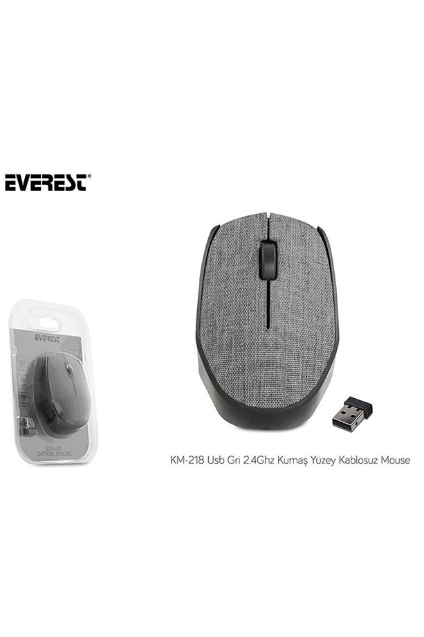 Mouse Kablosuz Kumaş Yüzey Km-218 Gri - 5