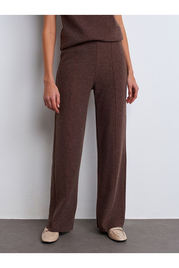 71819 Yüksek Bel Pantolon-Kahve M. - 5