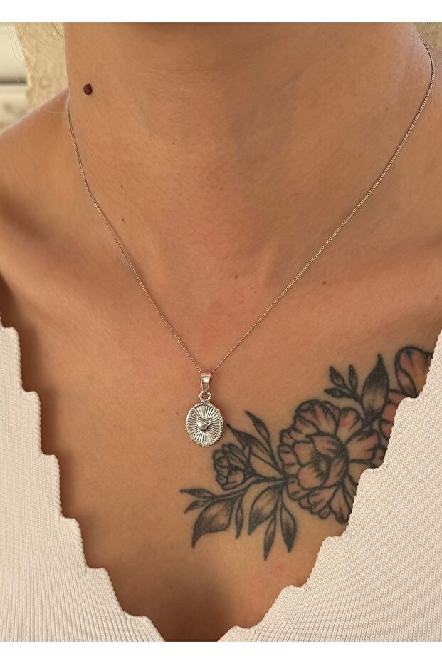 Women's Silver Necklace with Heart Figure