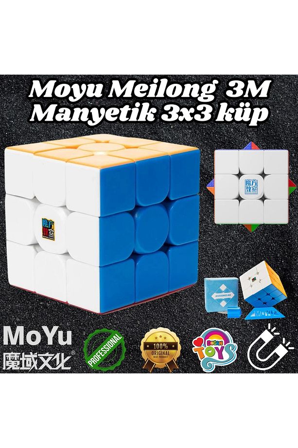 Orijinal MoYu Meilong 3x3 Manyetik Küp 3M - Moyu Speed Cube - Moyu 3x3 Zeka Küpü - Zeka Küpü - Magne - 1