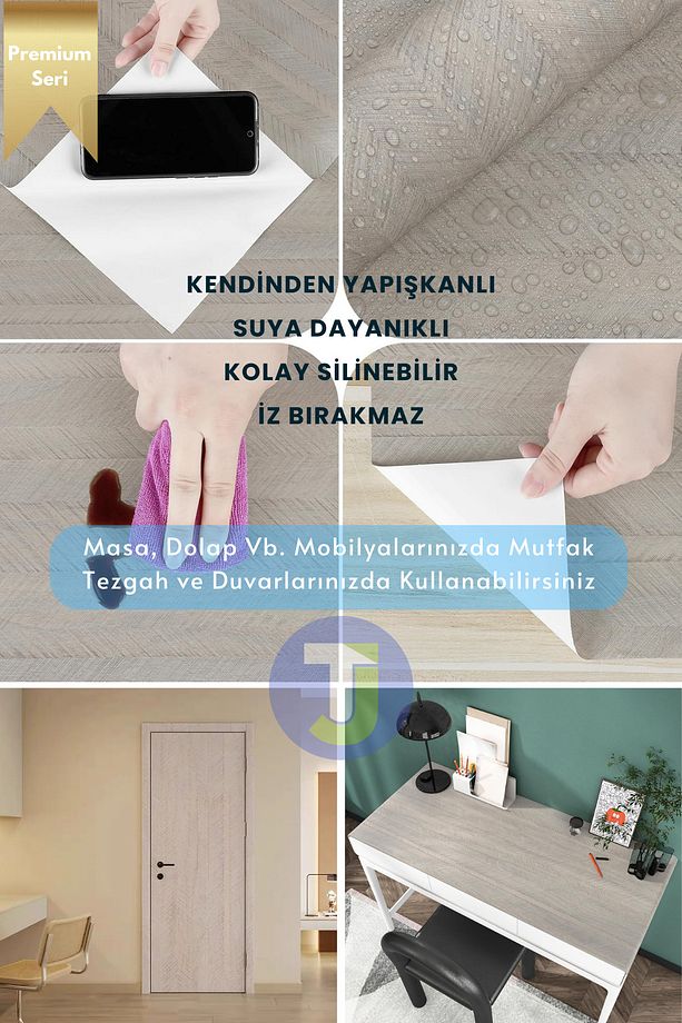 Kendinden Yapışkanlı Dokulu Balıksırtı Desen Premium Mutfak Duvar Dolap Kaplama 60cmX100cm - 6