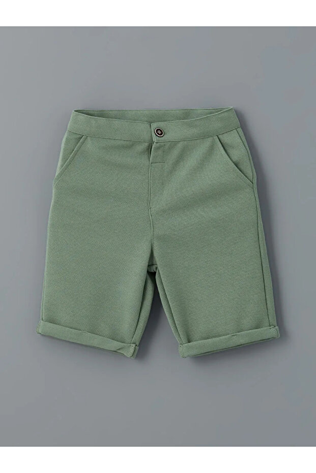 LCW Kids Ekru Polo Yaka Nakışlı Erkek Çocuk Tişört ve Şort 2'li - 3