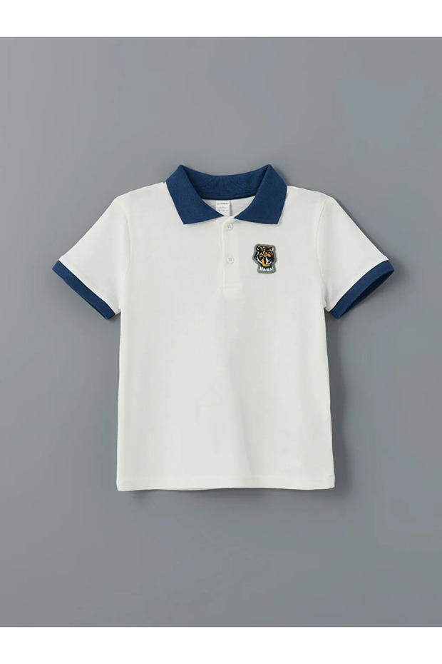LCW Kids Ekru Polo Yaka Nakışlı Erkek Çocuk Tişört ve Şort 2'li - 2