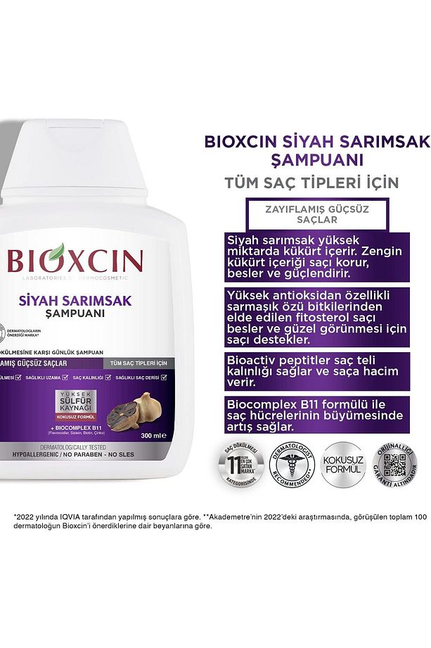 Dökülme ve İncelme Karşıtı Siyah Sarımsak Şampuanı 300ml x 4 Adet + 1 Adet 100ml Jel Hediye - 6