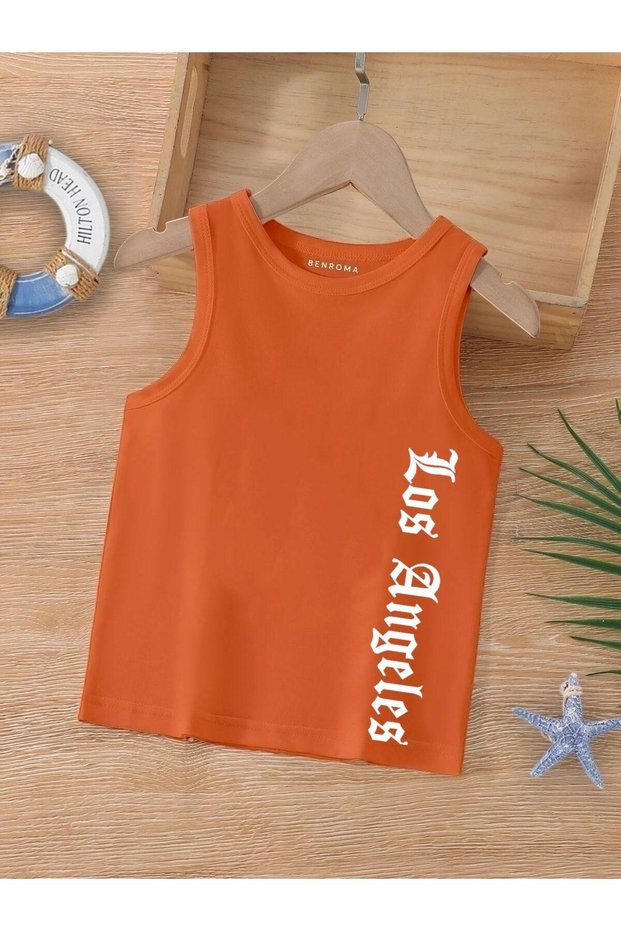 Cartoon Character Printed Sleeveless Children's T-Shirt