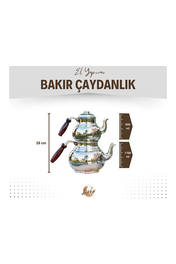 Dövme Kalın Bakır Çaydanlık - 3