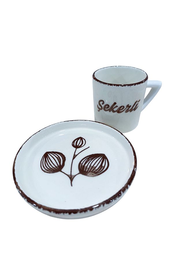Kahve Fincanı Şekerli Yazılı Çiçekli Tek Kişilik 100 ml Double Boy - 3
