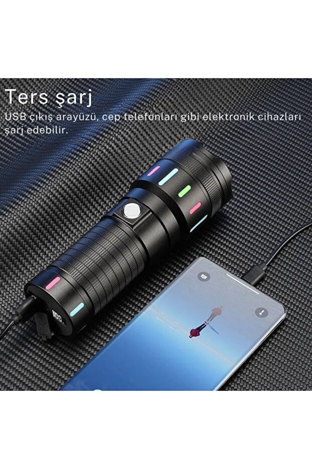 Dayanıklı ve Şarj Edilebilir LED El Feneri – 1000 Lümen, Zumlanabilir ve 4 Saat Aydınlatma - 1