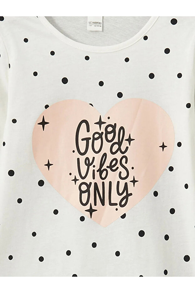 LCW Kids Ekru Bisiklet Yaka Kız Çocuk Pijama Takımı T T - 5
