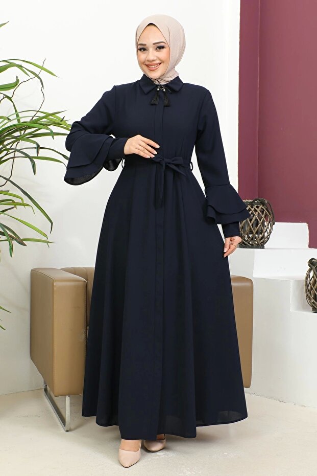 Valon Sleeved Robe - Navy Blue
