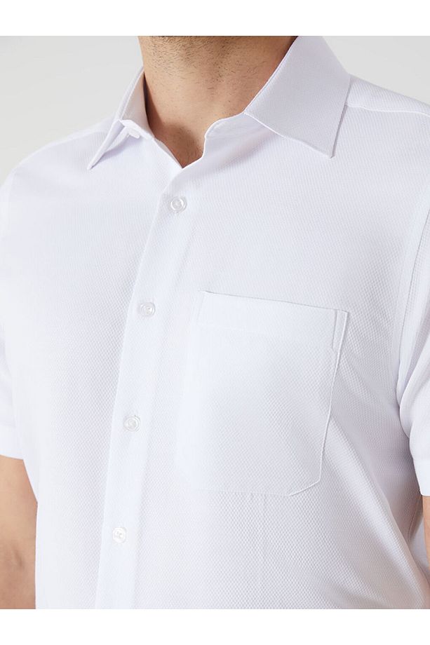 LCWAIKIKI Formal Regular Fit Kısa Kollu Armürlü Erkek Gömlek - 3