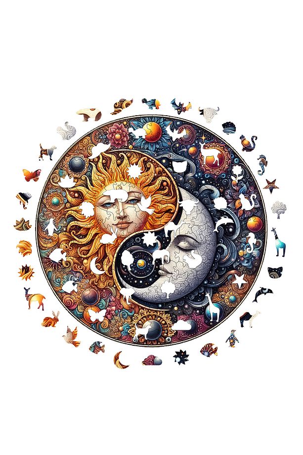 Ahşap Puzzle Güneş Ve Ayın Dansı Benzersiz Parçalı Yapboz 252 Parça 29x29 Cm A1-06 - 4
