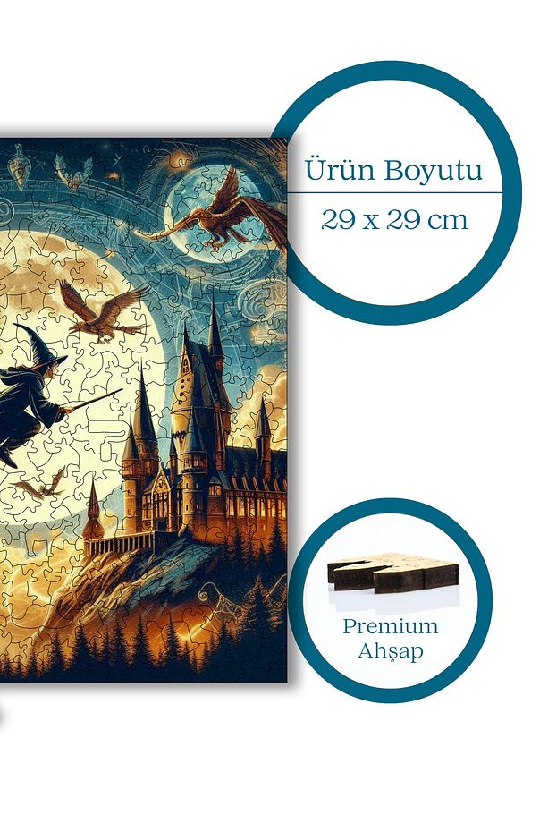 Hogwarts'ın Gizemi Ahşap Puzzle Yetişkin Benzersiz Parçalı Yapboz Puzzle Yapıştırıcılı S1-07 - 6