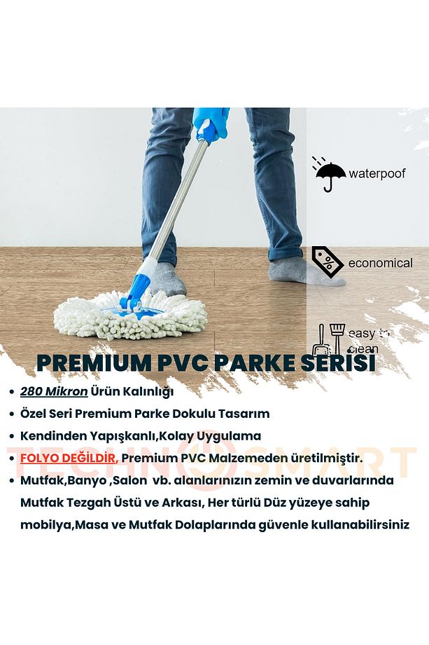 60×100cm Kendinden Yapışkanlı Parke Görünümlü Premium Zemin Duvar Kağıdı Dolap Kaplama - 5