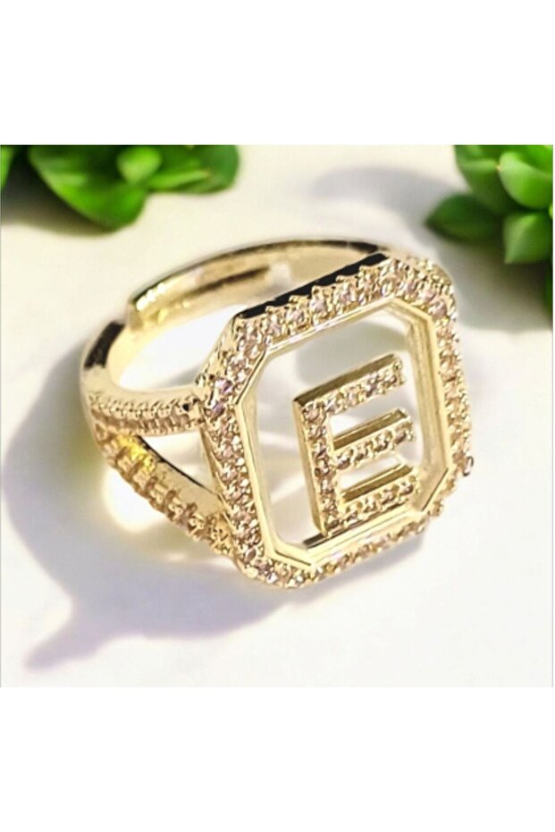 Women's Special Design Zircon Stone Adjustable Steel Letter Ring