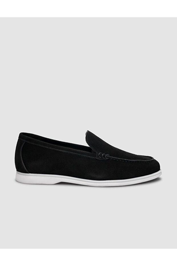 100% Genuine Leather Black Suede Men's Casual Shoes