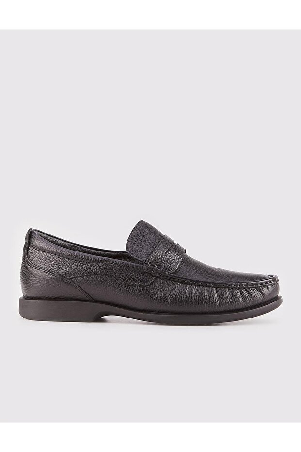 Men's Genuine Leather Rubber Sole Black Fur Casual Shoes