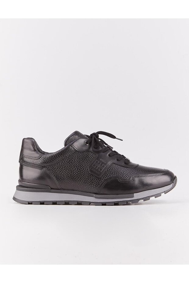 Genuine Leather Black Lace-Up Summer Men's Sports Shoes