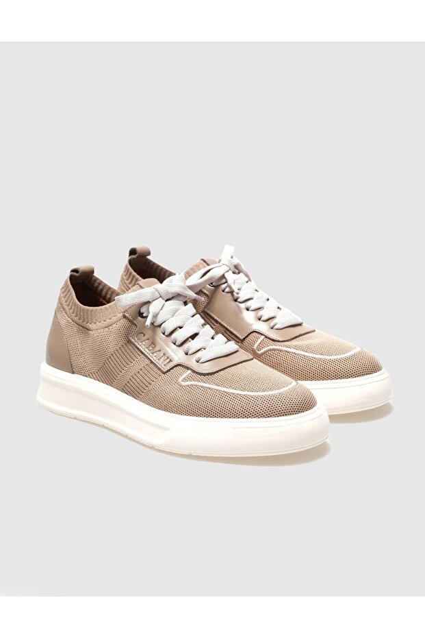 Triko Bej Bağcıklı Erkek Spor Ayakkabı - 2