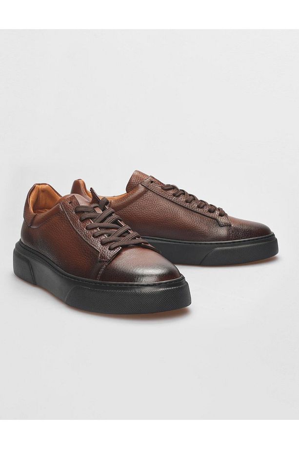 Harrow Hakiki Deri Taba Bağcıklı Erkek Sneaker Ayakkabı - 4