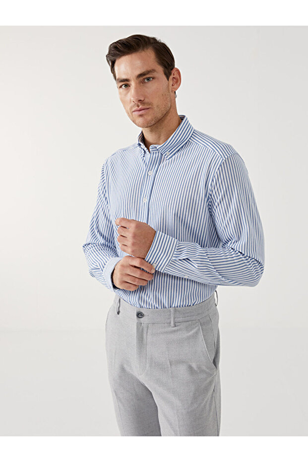 LCW Vision Slim Fit Long Sleeve Striped Men's Shirt