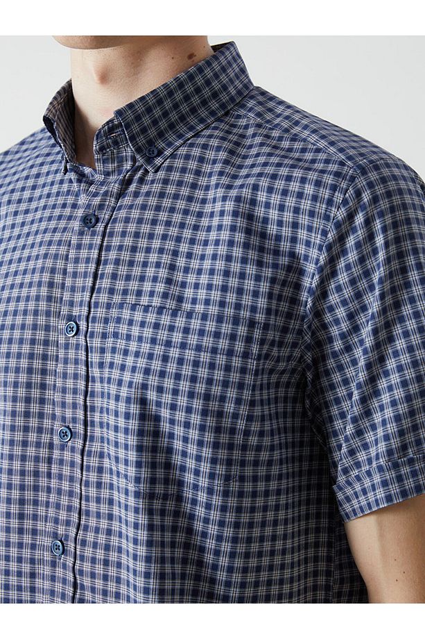 LCWAIKIKI Classic Regular Fit Kısa Kollu Ekose Erkek Gömlek - 3