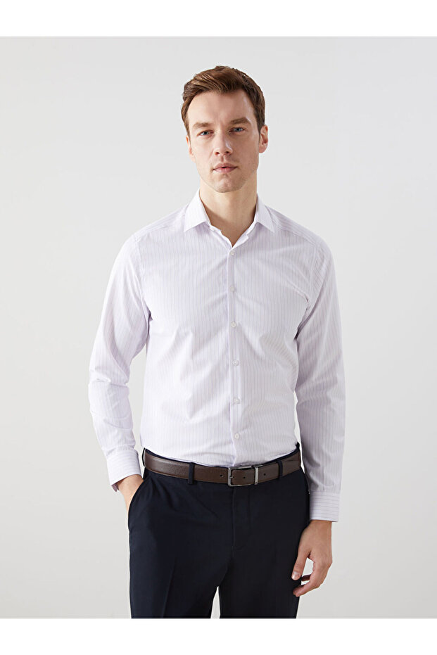 LCWAIKIKI Formal Slim Fit Long Sleeve Striped Poplin Men's Shirt