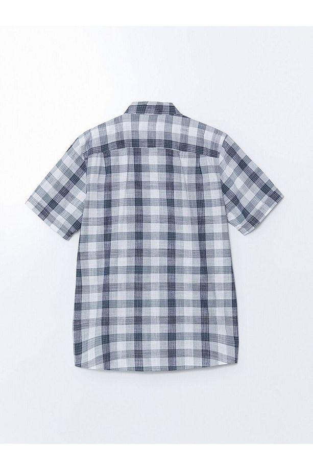 LCWAIKIKI Classic Regular Fit Kısa Kollu Ekose Poplin Erkek Gömlek - 6