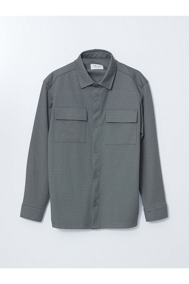 LCW Vision Regular Fit Uzun Kollu Erkek Gömlek Ceket - 5