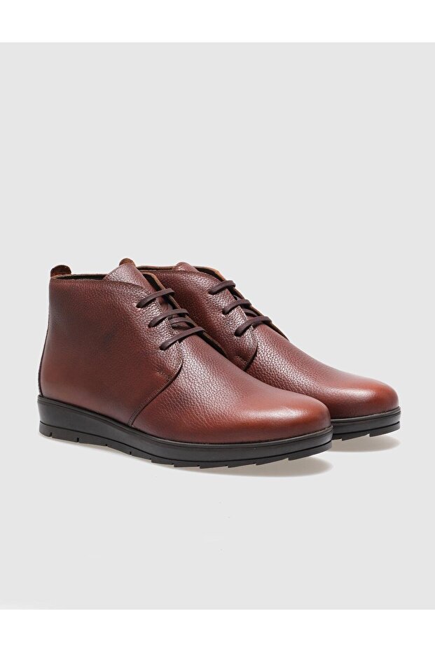 Hakiki Deri Taba Bağcıklı Erkek Günlük Bot - 3