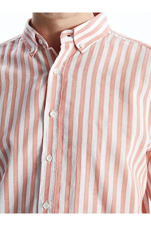 LCW Vision Regular Fit Uzun Kollu Çizgili Poplin Erkek Gömlek - 3