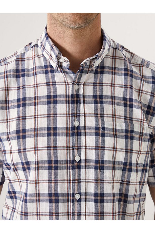 LCWAIKIKI Classic Regular Fit Kısa Kollu Ekose Poplin Erkek Gömlek - 3