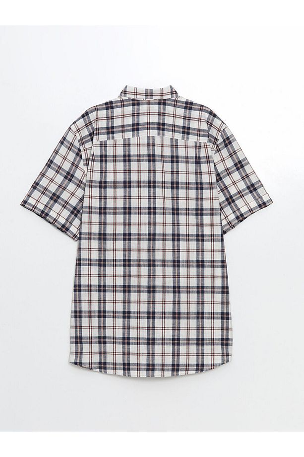 LCWAIKIKI Classic Regular Fit Kısa Kollu Ekose Poplin Erkek Gömlek - 6