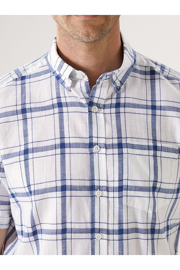 LCWAIKIKI Classic Regular Fit Kısa Kollu Ekose Poplin Erkek Gömlek - 3