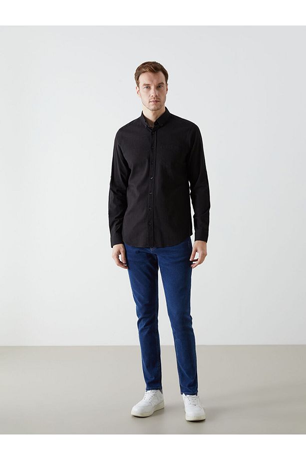 LCWAIKIKI Classic Regular Fit Uzun Kollu Keten Karışımlı Erkek Gömlek - 2
