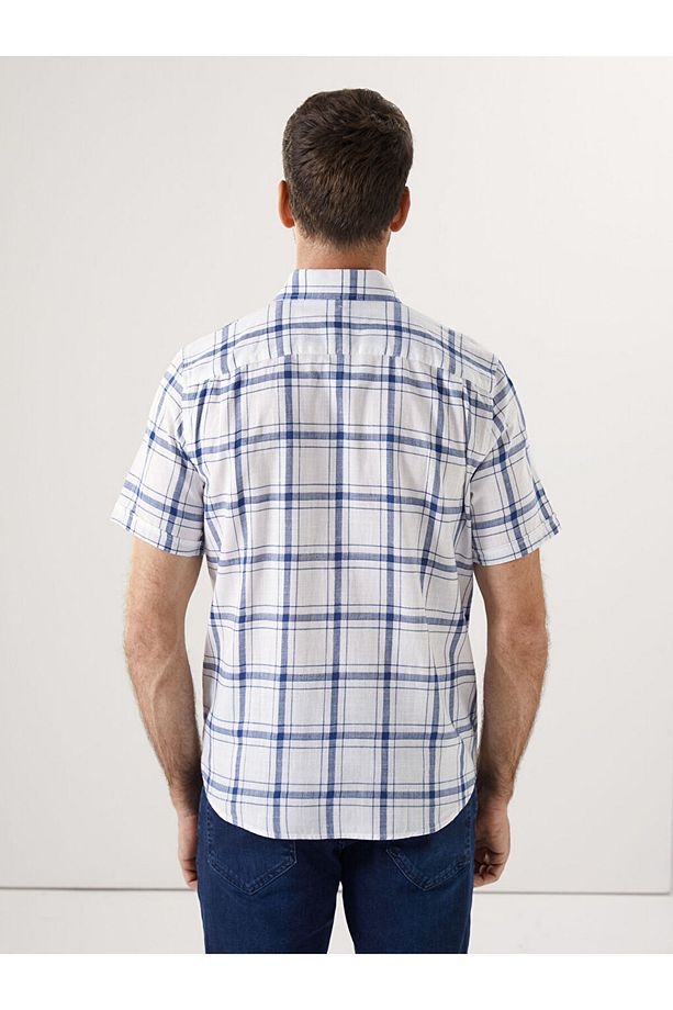 LCWAIKIKI Classic Regular Fit Kısa Kollu Ekose Poplin Erkek Gömlek - 4