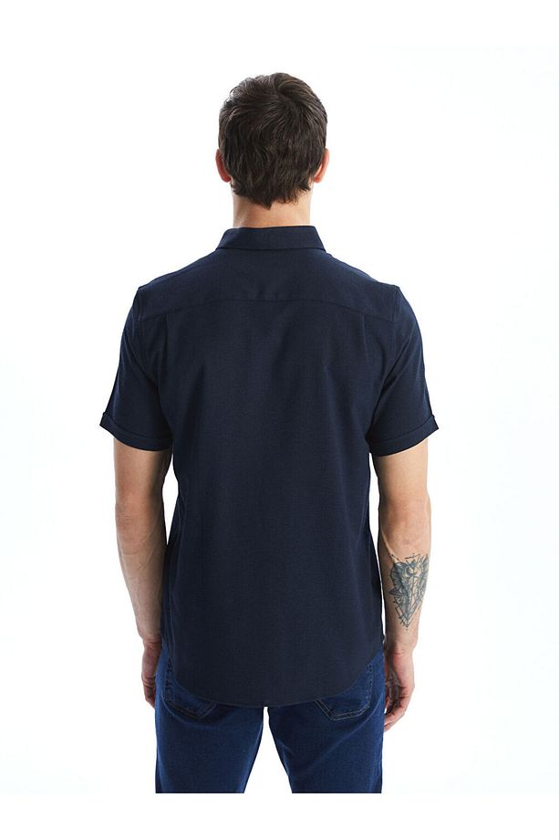 LCWAIKIKI Classic Regular Fit Kısa Kollu Armürlü Erkek Gömlek - 4