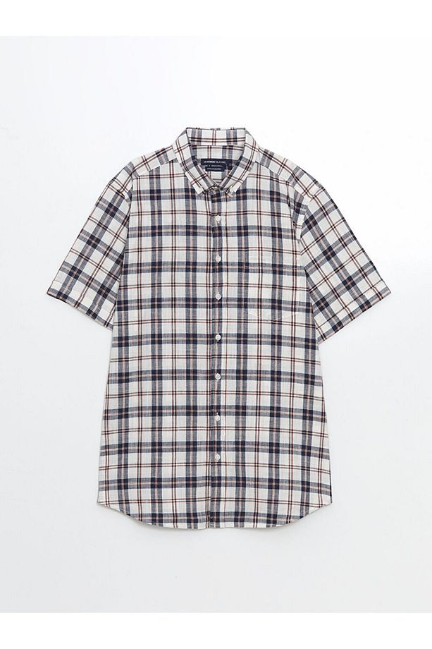 LCWAIKIKI Classic Regular Fit Kısa Kollu Ekose Poplin Erkek Gömlek - 5