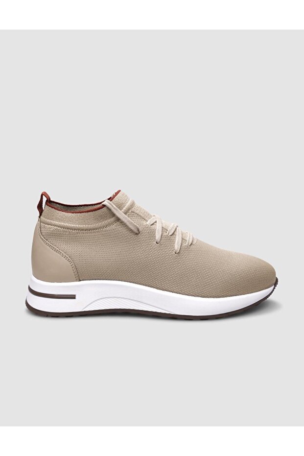 Knitwear Beige Lace-Up Women's Sneaker