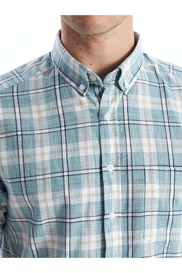 LCWAIKIKI Classic Regular Fit Kısa Kollu Ekose Poplin Erkek Gömlek - 3