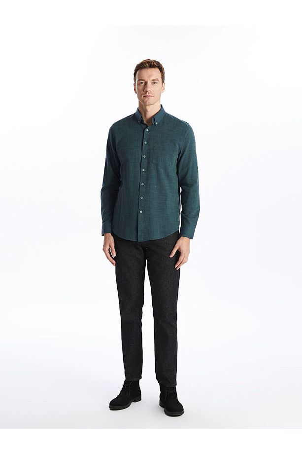 LCWAIKIKI Classic Regular Fit Uzun Kollu Armürlü Erkek Gömlek - 2