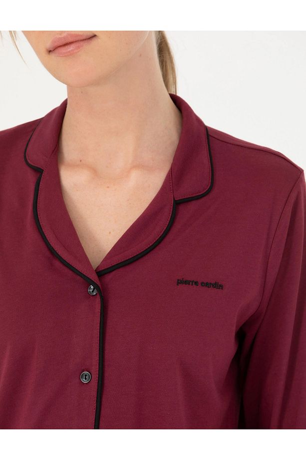 Kadın Bordo Pamuklu Modal Boydan Patlı Kutulu Pijama Takımı Q8.U.8O.K2.K.A8.P.C - 7