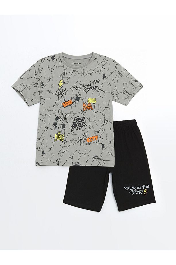 LCW Kids Bisiklet Yaka Erkek Çocuk Şortlu Pijama Takımı - 1