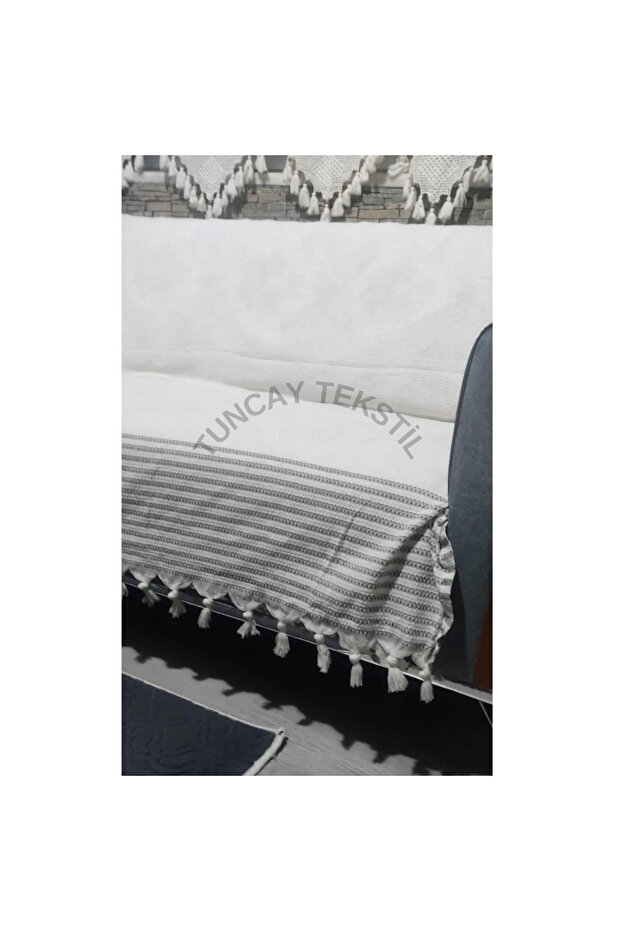 Extra Large Size (180 x 300 cm) Organic Buldan Fabric Armchair, Sofa, and Couch Cover with Off-White Armrests
