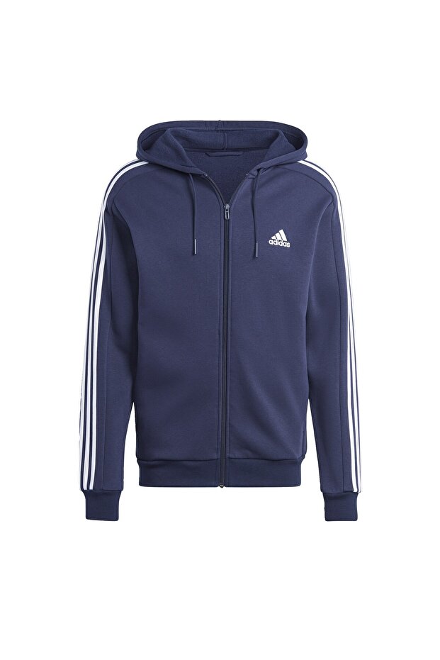 Essentials Fleece 3-Stripes Full-Zip Kapüşonlu Üst - 7