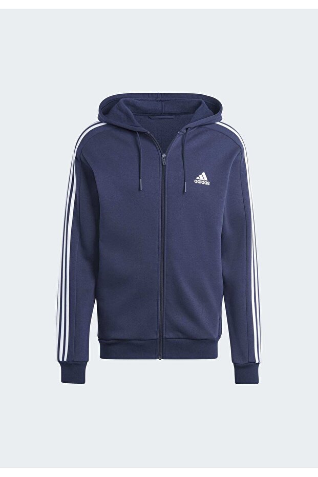 Essentials Fleece 3-Stripes Full-Zip Kapüşonlu Üst - 8